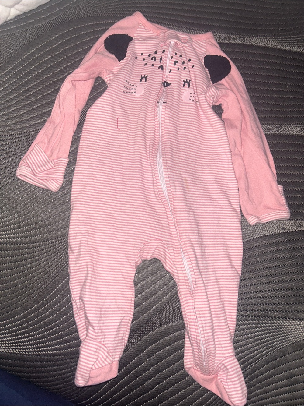 Gerber Pink Striped Footed One-Piece with Animal Face